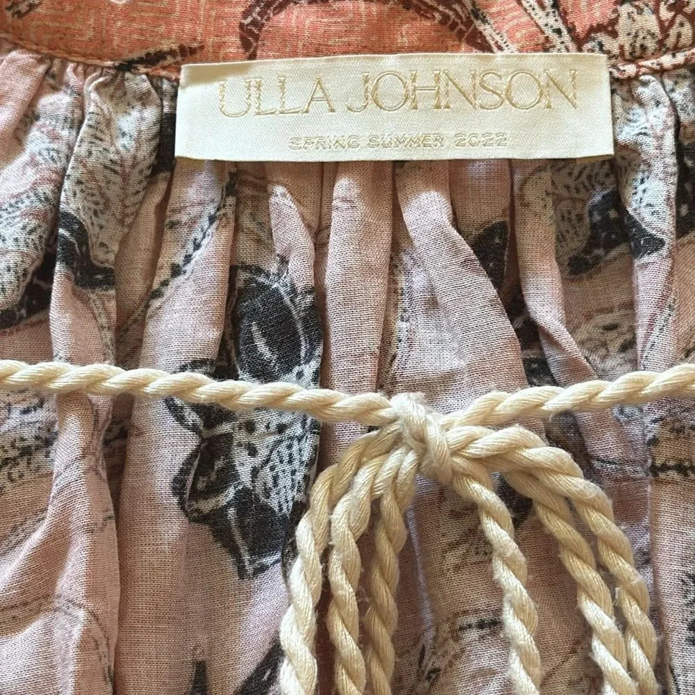 Ulla Johnson sz L (could also fit XL) Indian style print blouse peach black VGUC - Picture 7 of 8